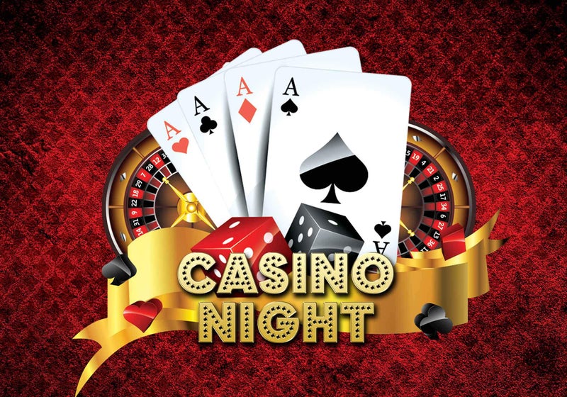 FHZON Casino Night Backdrop for Party Photography FHZON 10x7ft Poker Roulette Photography Background Themed Party Wallpaper YouTube Backdrops Photo Booth Props LSFH386 - Image 1
